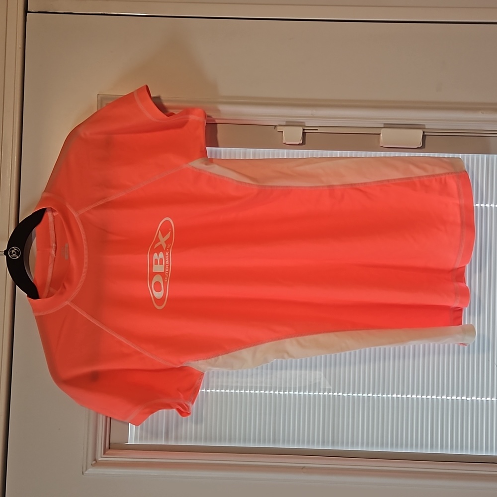 Large OBX swim/surf Coral shirt, Sunscreen Top, Beach Gear, Swim Gear, Surf Gear